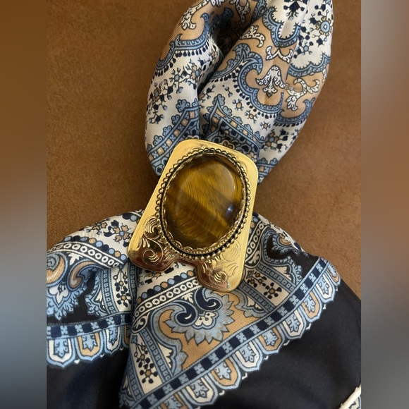 Tiger Eye Western Scarf Slide - Picture 1 of 7